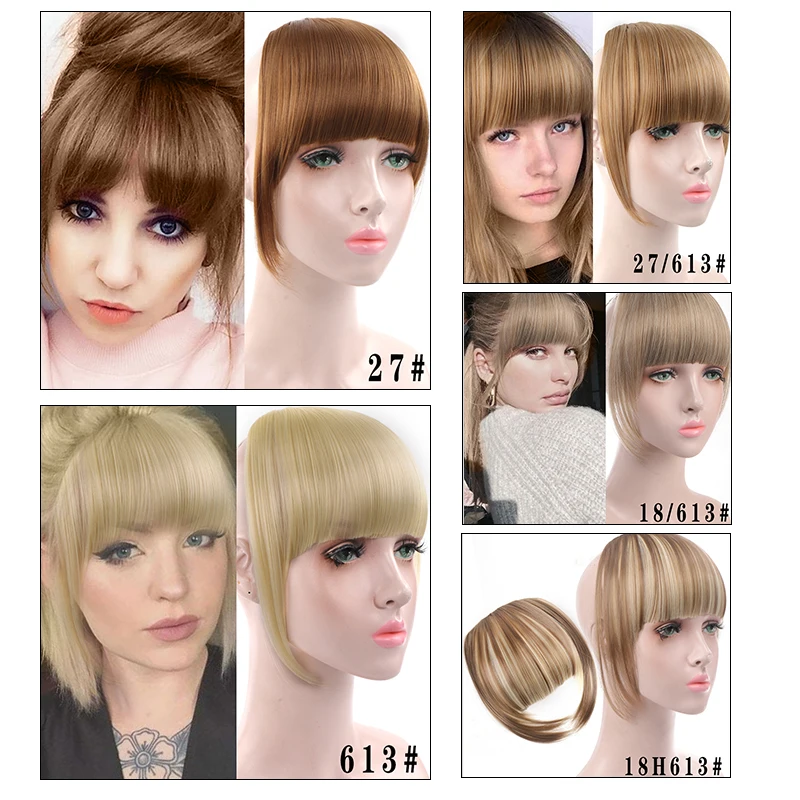 Lupu cabelo das mulheres sintéticas curto em linha reta blunt bangs natural falso falso grampo de cabelo em postiços para fibra resistente ao calor preto