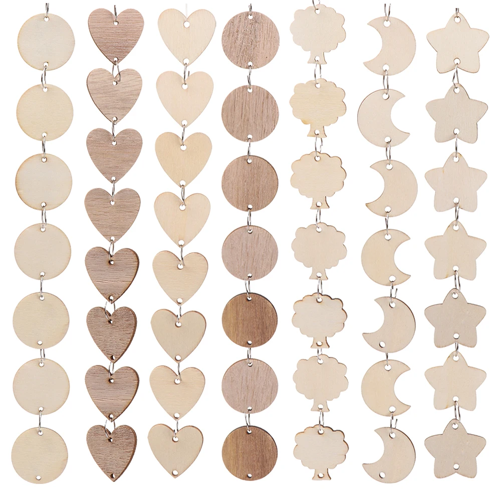 Reminder Calendar Star/Heart/Round Shape With Holes Ring Clips Plaque Board Wood Slices Wooden Circle Discs Tags Hanging Label