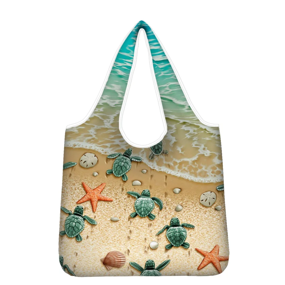 

HYCOOL Hawaii Sea Turtle Pattern Reusable shopping bag shopper eco shopper bag shoping reusable Tote Handbag Women New Arrivals