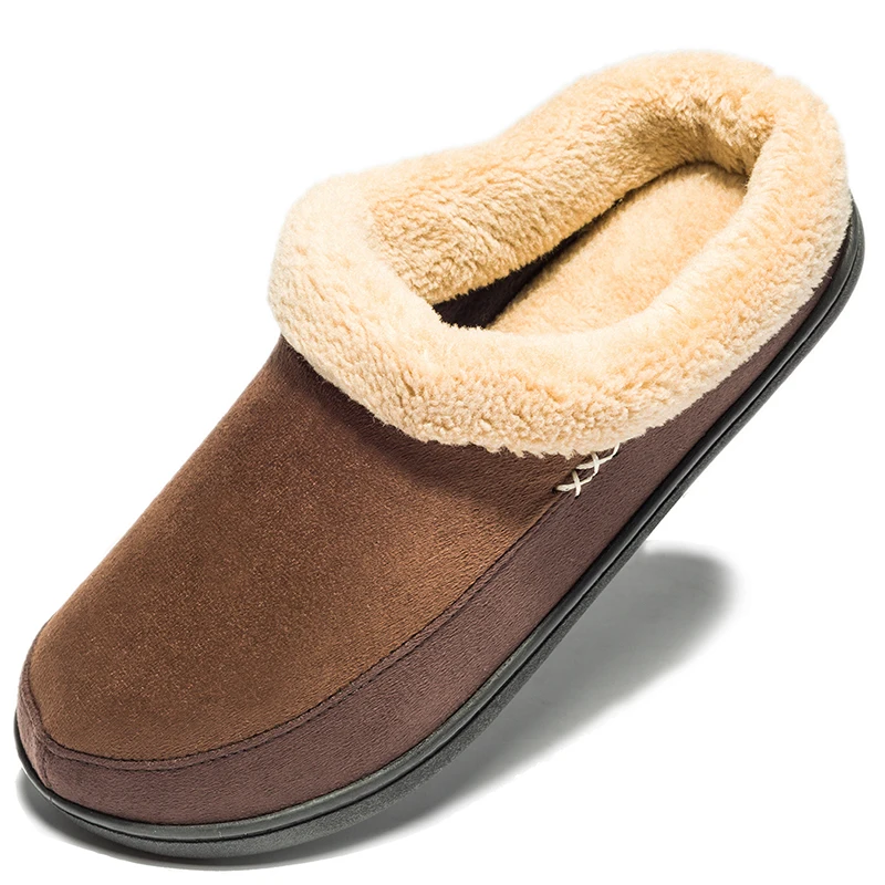 Pantufas de inverno masculinas de algodão, chinelos grossos antiderrapantes de alta qualidade para casa, sapatos baixos de pelúcia para homens,