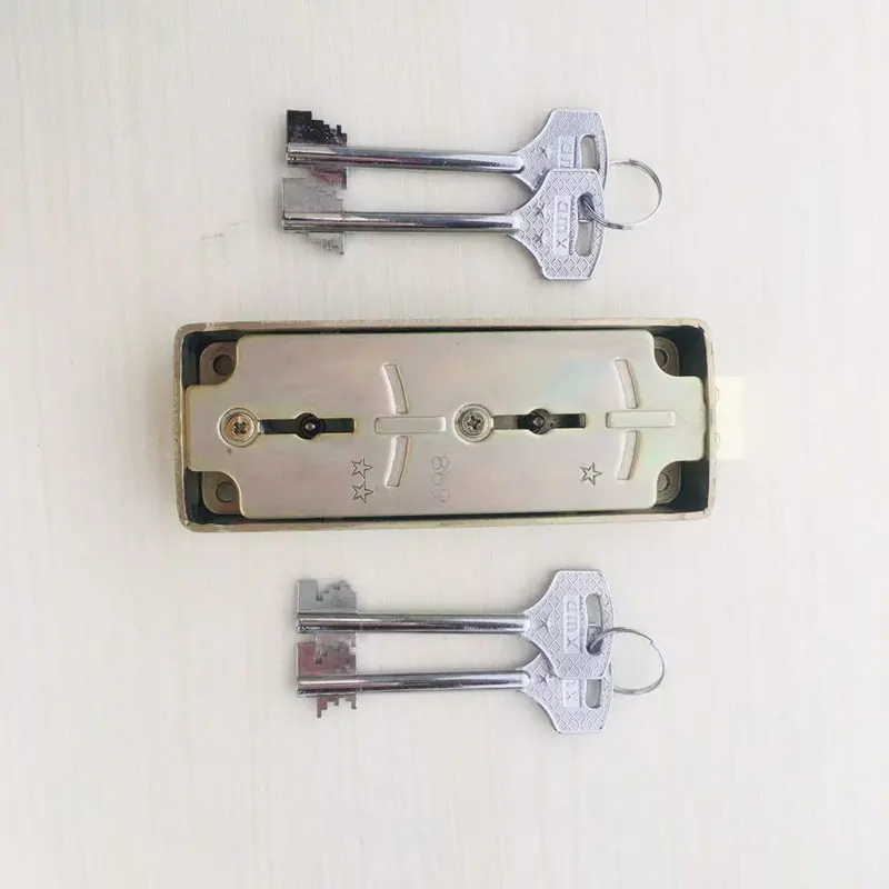 Fechadura da porta do cofre duplo buraco oito lâmina banco antigo cofre duplo flagpole chave de bloqueio seguro caixa de dinheiro cilindro