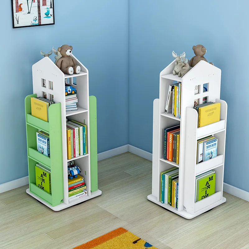 Creative Floor Bookshelf Picture Book Shelf For Children Rotary Bookcase Household Multifunctional Shelf Simplicity Furniture