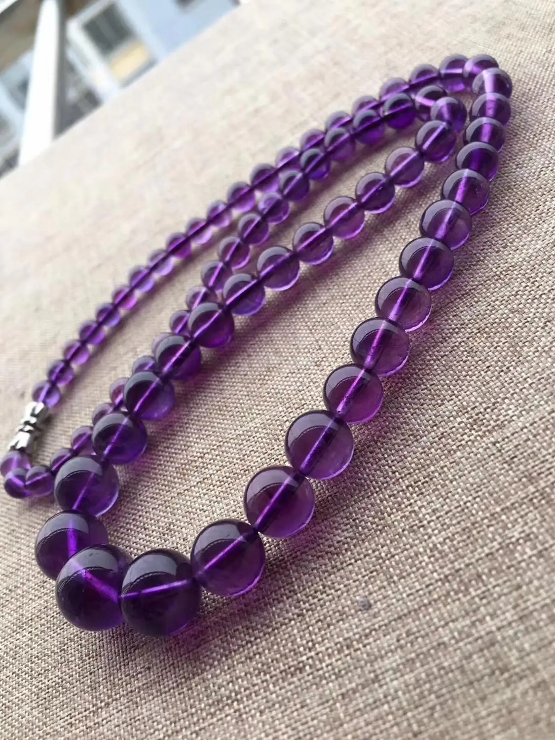 Natural Purple Amethyst Quartz Round Beads Pendant Necklace Women Crystal Clear Beads 6-11mm Reiki Pendant Jewelry AAAAA