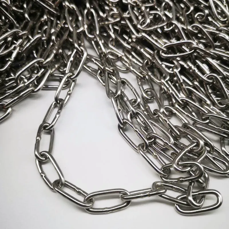 Ordinary 304 Stainless Steel 3mm Diameter Long Link Chain Lifting Chain Industry Welded Binding Chain