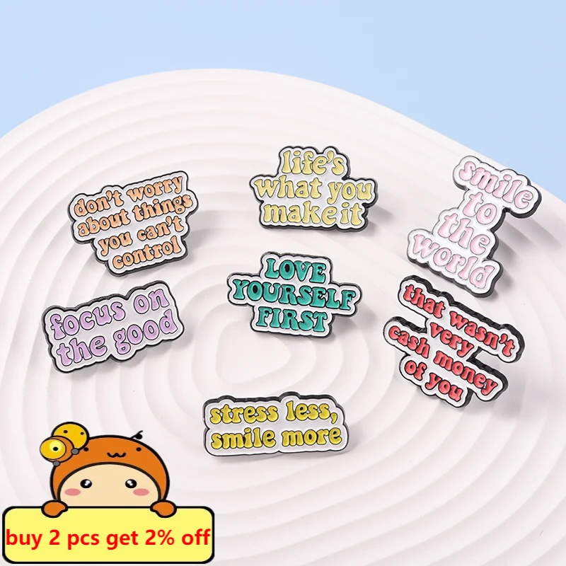 Multicolor Post-It Notes Encourage Convenient Sticker Enamel Pin Text Quotes Badge Lapel Brooches Bag Gift Jewelry Drop Shipping