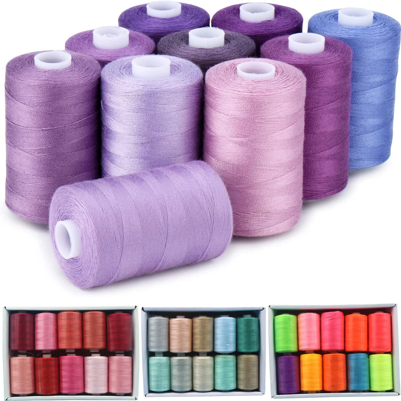 Sewing Thread 10 Colors 1000 Yards Per Spool 40S/2 Polyester 15 Color Sets Options for Sewing Machine,Embroidery Machine,Hand Se