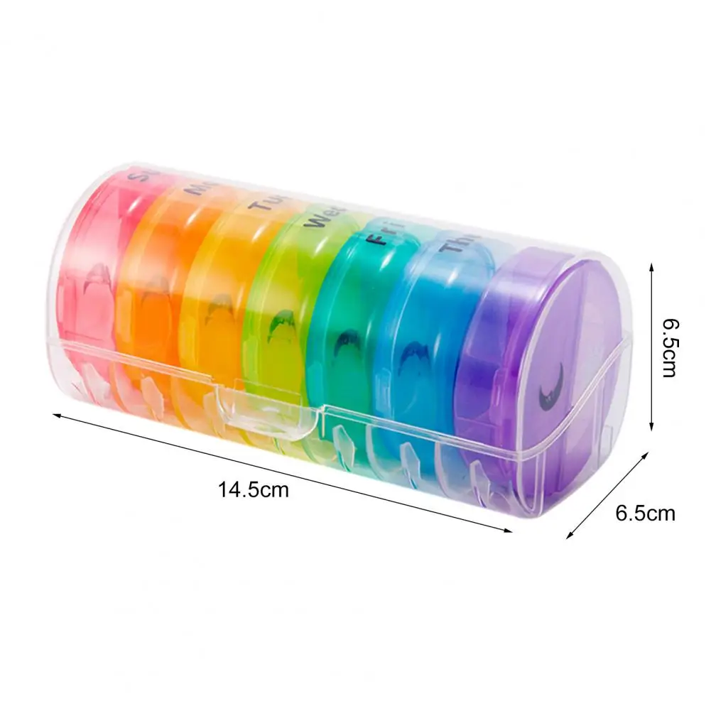 Weekly Pill Organizer Airtight Rainbow Color Pill Case Plastic 7 Day Moisture Proof Vitamin Tablets Storage Container таблетница