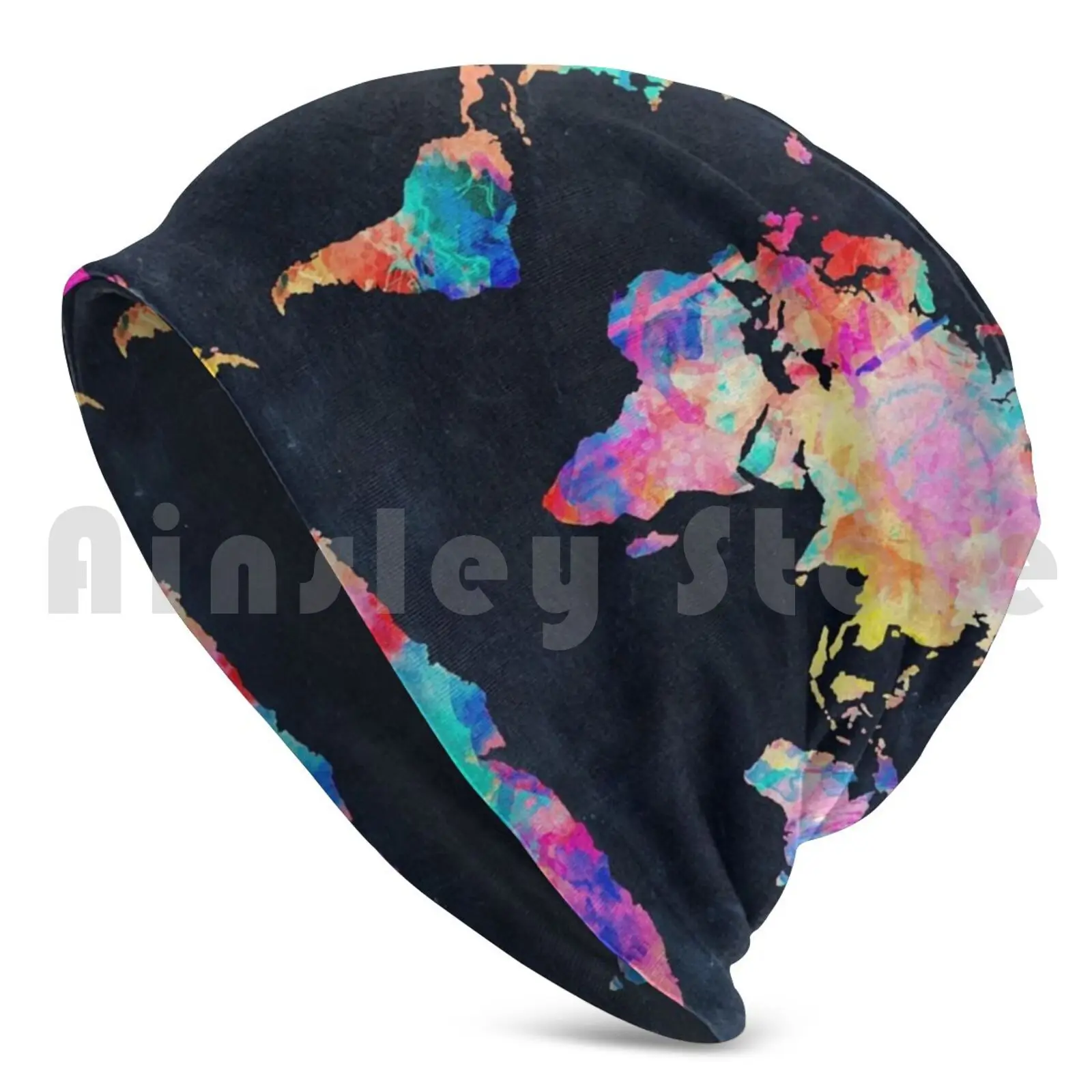 World Map Watercolor 2 Beanies Knit Hat Hip Hop World Map Map Of The World Global Map Map Art Map Watercolor