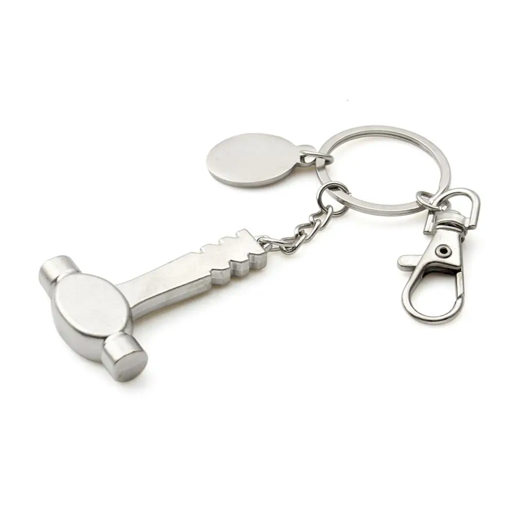 100Pcs Personalized Hammer Keychain Engraving Token Hardware Tool Keyring Ring Mens Gift Customized Wedding Birthday Party Favor