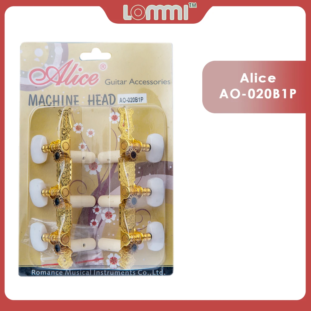 

LOMMI Alice AO-020B1P Guitar Tuners Keys Machine Heads Tuning Pegs 1:14 Gear Ratio Classical Guitar Tuners For Nylon Strings