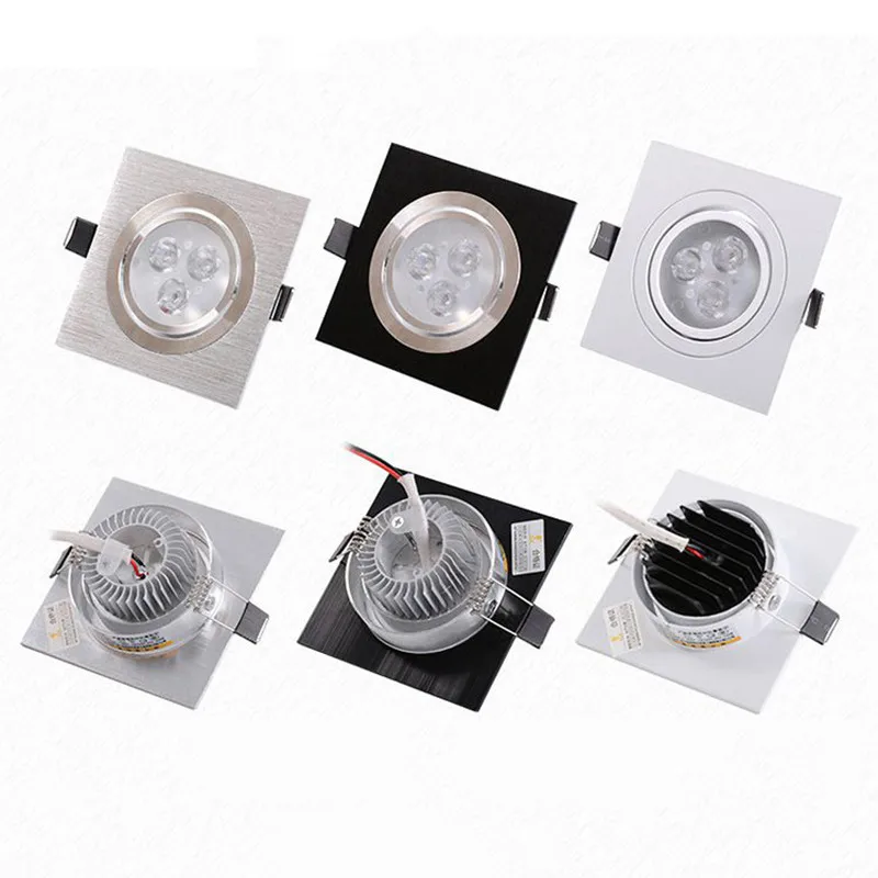 1 adet LED aşağı ışık kare 3W 5W 7W 9W 12W Led kısılabilir Downlight gömme led tavan ışığı lamba kapalı AC85-265V sürücü