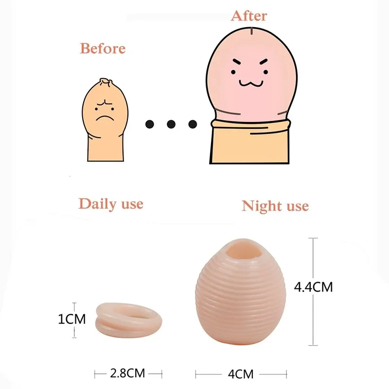 2PCS Silicone Male Foreskin Corrector Resistance Ring Delay Ejaculation Penis Rings Sex Toys for Men Daily/Night Cock Ring