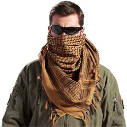 100% Cotton Scarf Men Military Shemagh Tactical Desert Keffiyeh Head Neck Scarf Arab Head Wraps with Tassel Square Outdoor Shawl