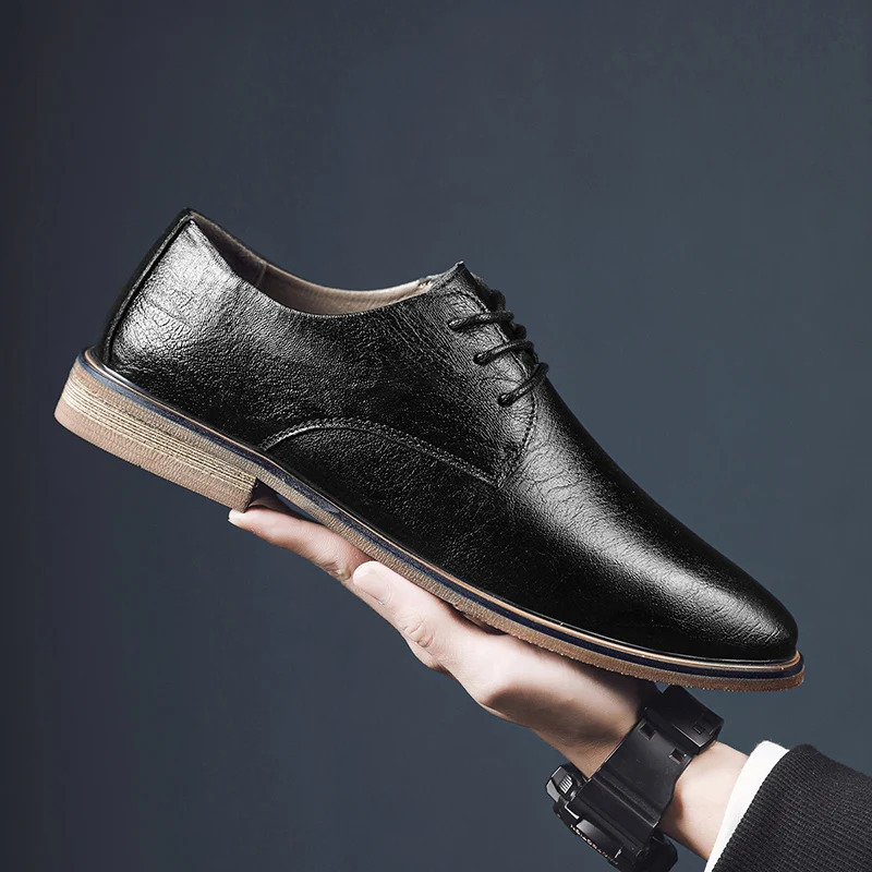 Zapatos De Hombre Oxford Genuine Leather Shoes 2020 Luxury Brand Dress Shoes Male Flats Loafers Black Loafers Men Formal Wedding image 2