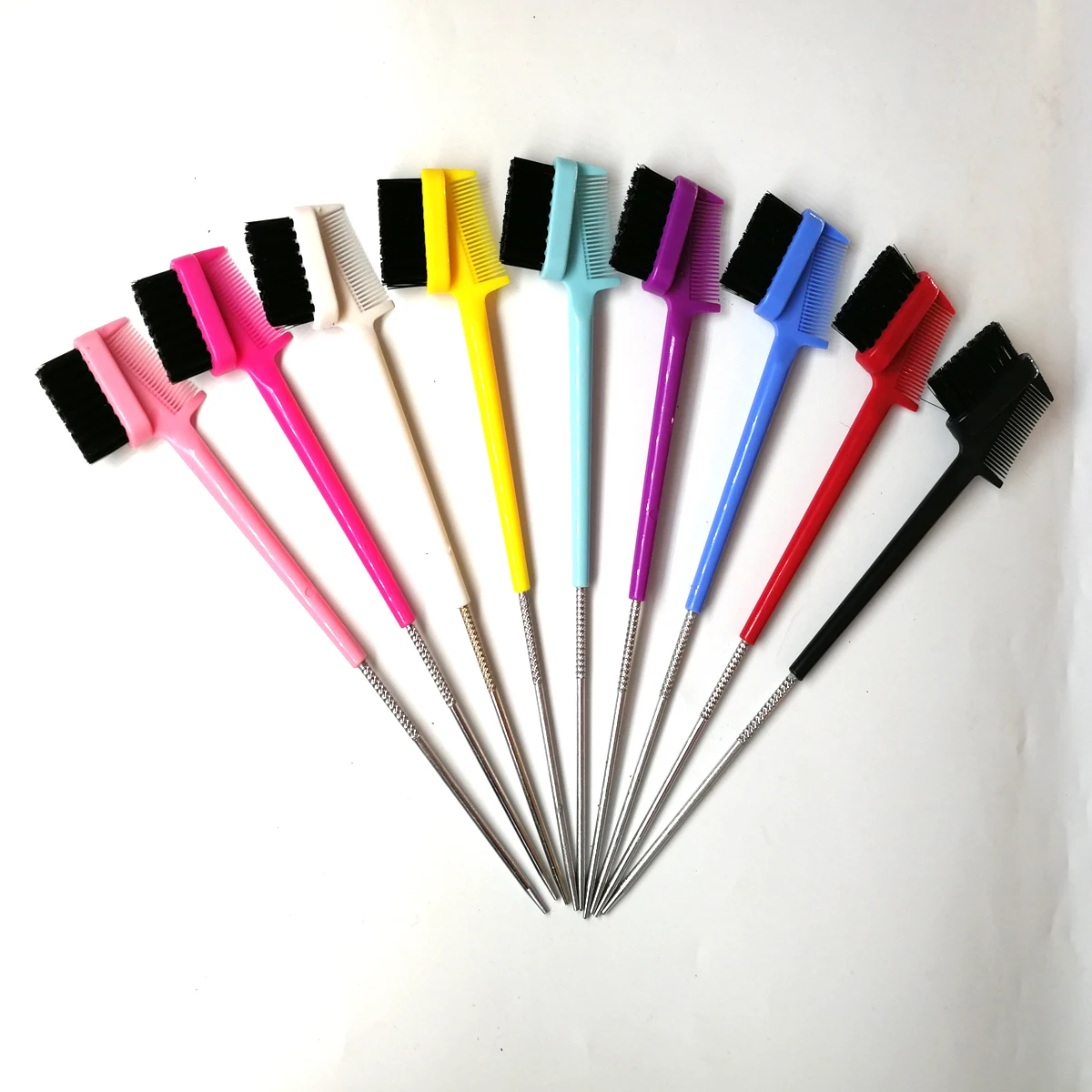 10pcs/lot Double-sided Edge Control Hair Comb Hair Styling Wholesale Baby Hair Brushes Eyebrow Combing Makeup Tool