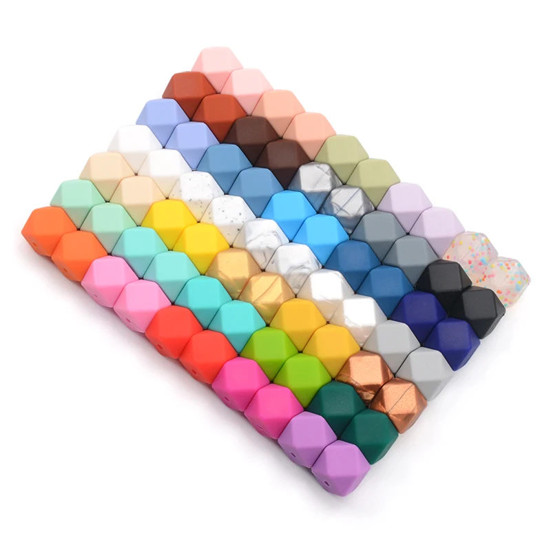LOFCA Wholesale Large 50Pcs 17mm Hexagon Silicone Beads for Necklace Accessories Silicone For Jewelry bpa free