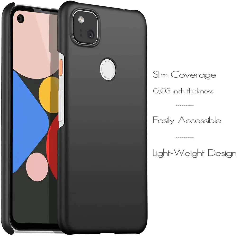 For Google Pixel 4A PC Cases Super Luxury Matte Plain Black Phone Cover For Google Pixel 4A Hard Slim Plastic Shockproof PC Case