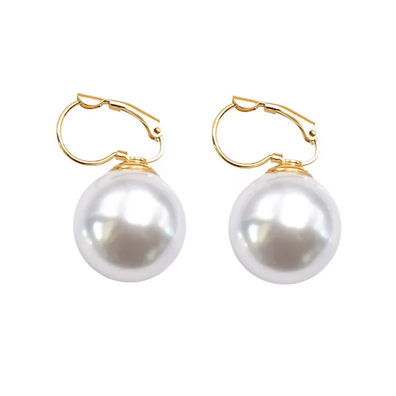 Carvejewl New Arrive Fashion Simple big pearl clip on Earrings For Women jewelry Korean design Elegant Simulated Pearl earrings