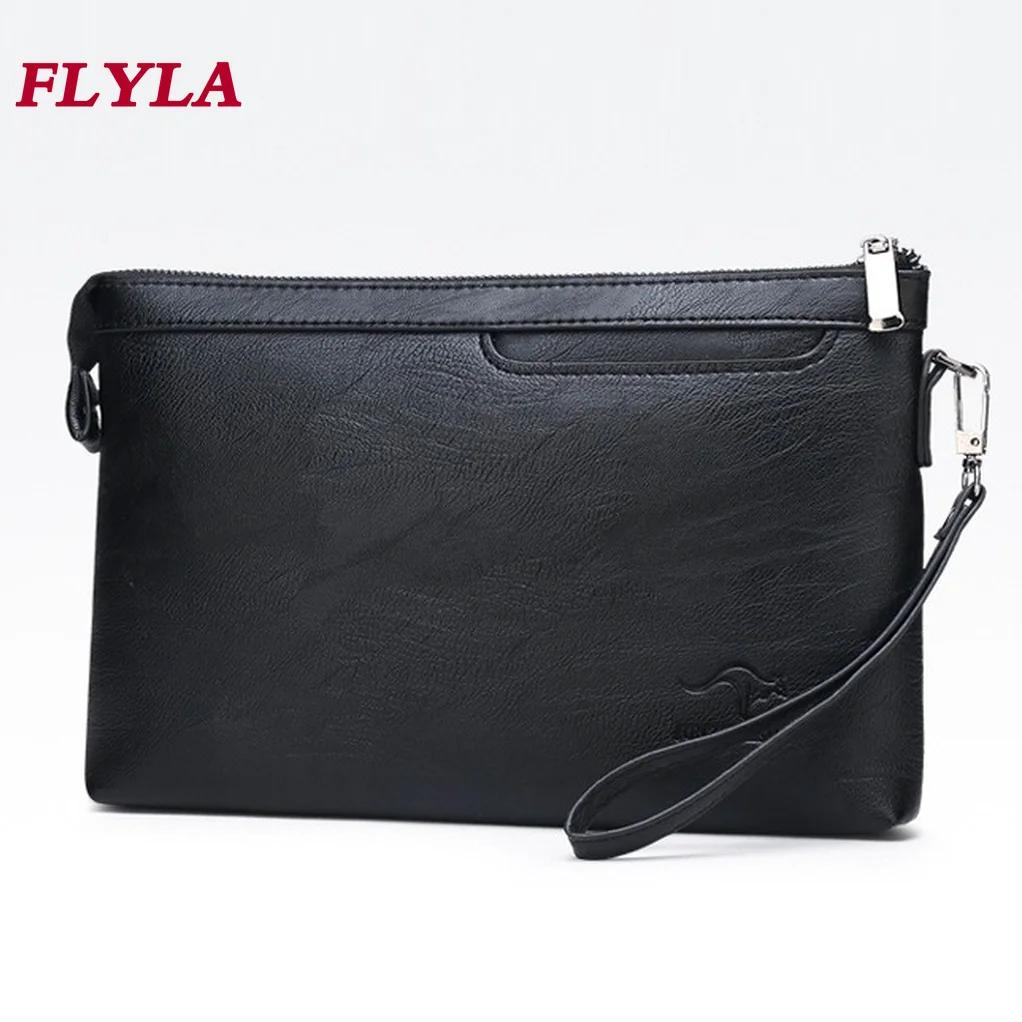 Men\'s Handbags Casual Multifunctional Soft Leather Clutch Envelope Bag Mobile Phone Bag Clutch