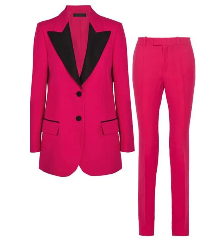 

Fuchsia Peak Lapel Women Suit 2 PCs Business Pantsuits Office Formal Uniform Ladies Work Wear Blazer Outfit Pantsuit Custom Made