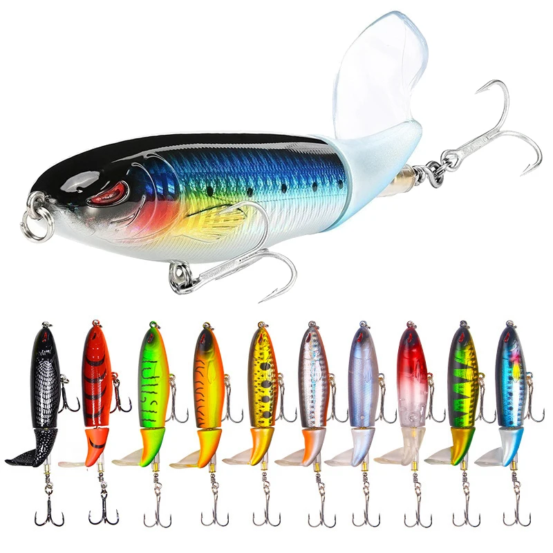 

1PCS Topwater Whopper Popper 10cm/13.4g Fishing Lure Wobblers Isca Artificial Bait Soft Plopper Rotatingng Tail Fishing Tackle