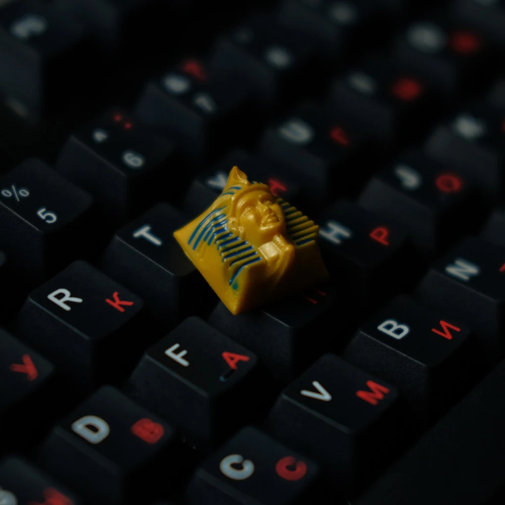 Sanxingdui maschera faraone Design portachiavi in resina per Cherry Mx Gateron Kailh Box interruttore TTC tastiera meccanica tappo chiave giallo