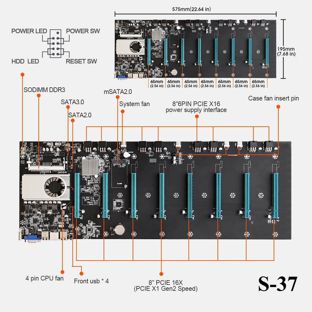 マイニングマザーボード,PCコンポーネント,8マイナーメモリカードと