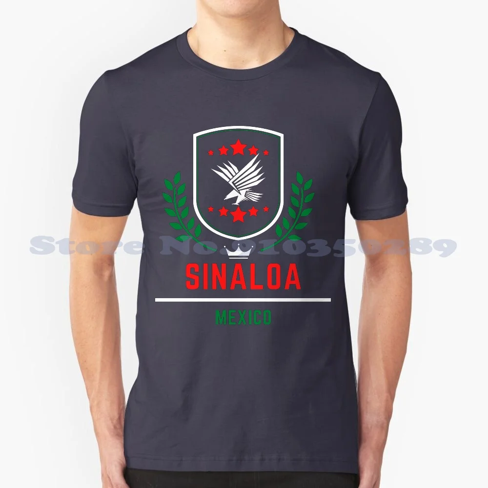 Sinaloa Mexico Custom Design 100% Cotton T-Shirt Sinaloa Mexico Mexian Flag Colors Mexican Eagle Aguila Mexicana Colores