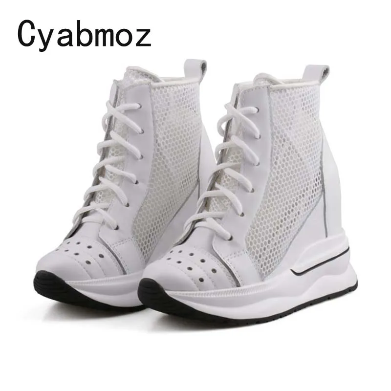 women high platofm sneakers comfortable summer height increasing 10 cm ladies casual shoes breathable mesh high quality shoes