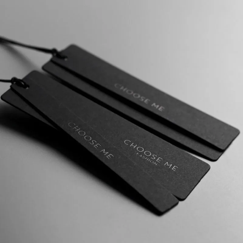 Custom logo name 100pcs printing garment black white cardboard hang tags, hangtag for clothing Special Paper Favor Label Tag