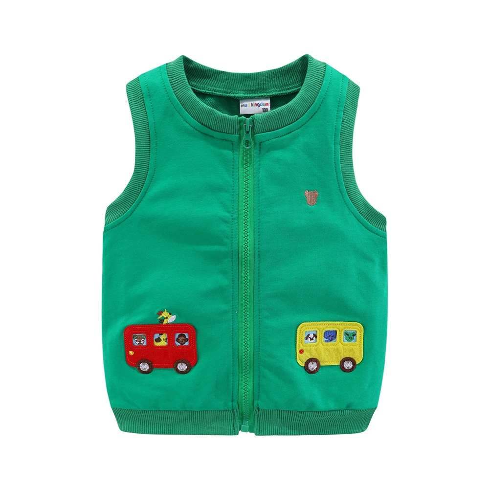 Mudkingdom Girl Boy Vest Jacket Cartoon Cars Zip Up Sleeveless Jackets for Kids Spring Outerwear Cute Children Clothes Autumn