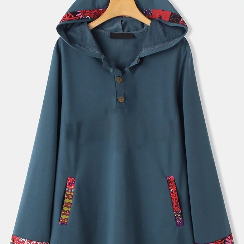 

Fresh Sweet Blue Pullover Sweater Autumn and Winter Loose Cotton Hooded