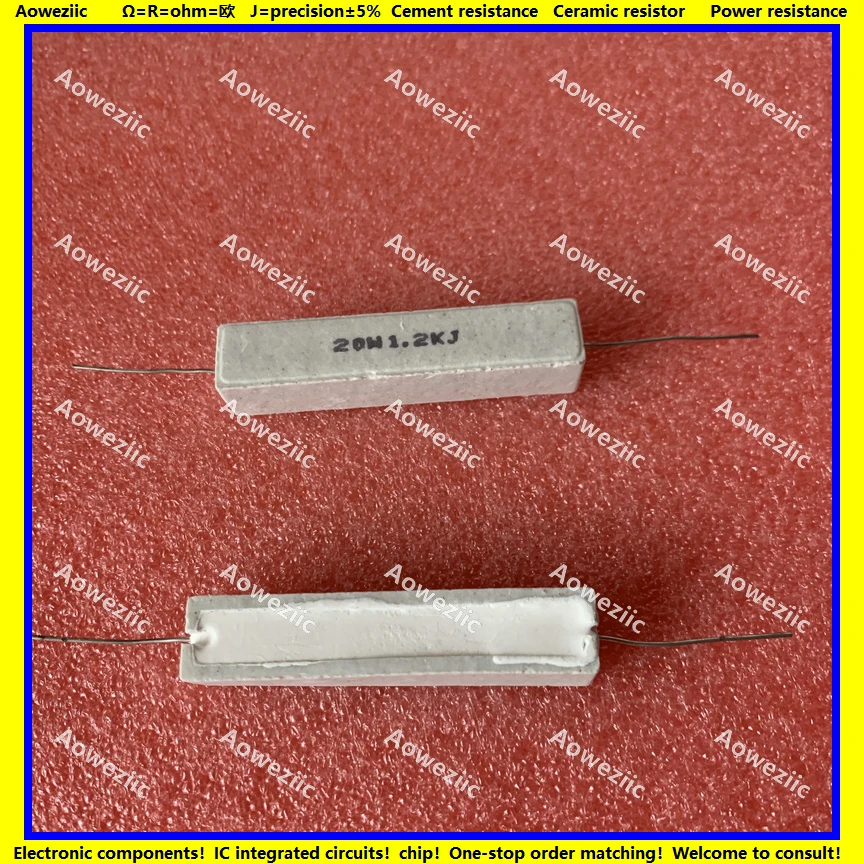 

10Pcs RX27 Horizontal cement resistor 20W 1.2K ohm 20W1K2J 20W1.2KJ 1200ohm Ceramic Resistance precision 5% Power resistance