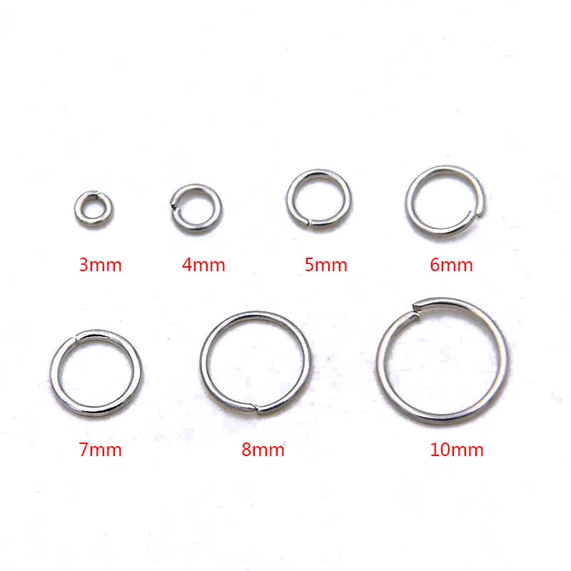 

100PCS 9 Size Stainless Steel Open Ring For DIY Necklace Bracelet Chain Fashion Jewelry Making Findings