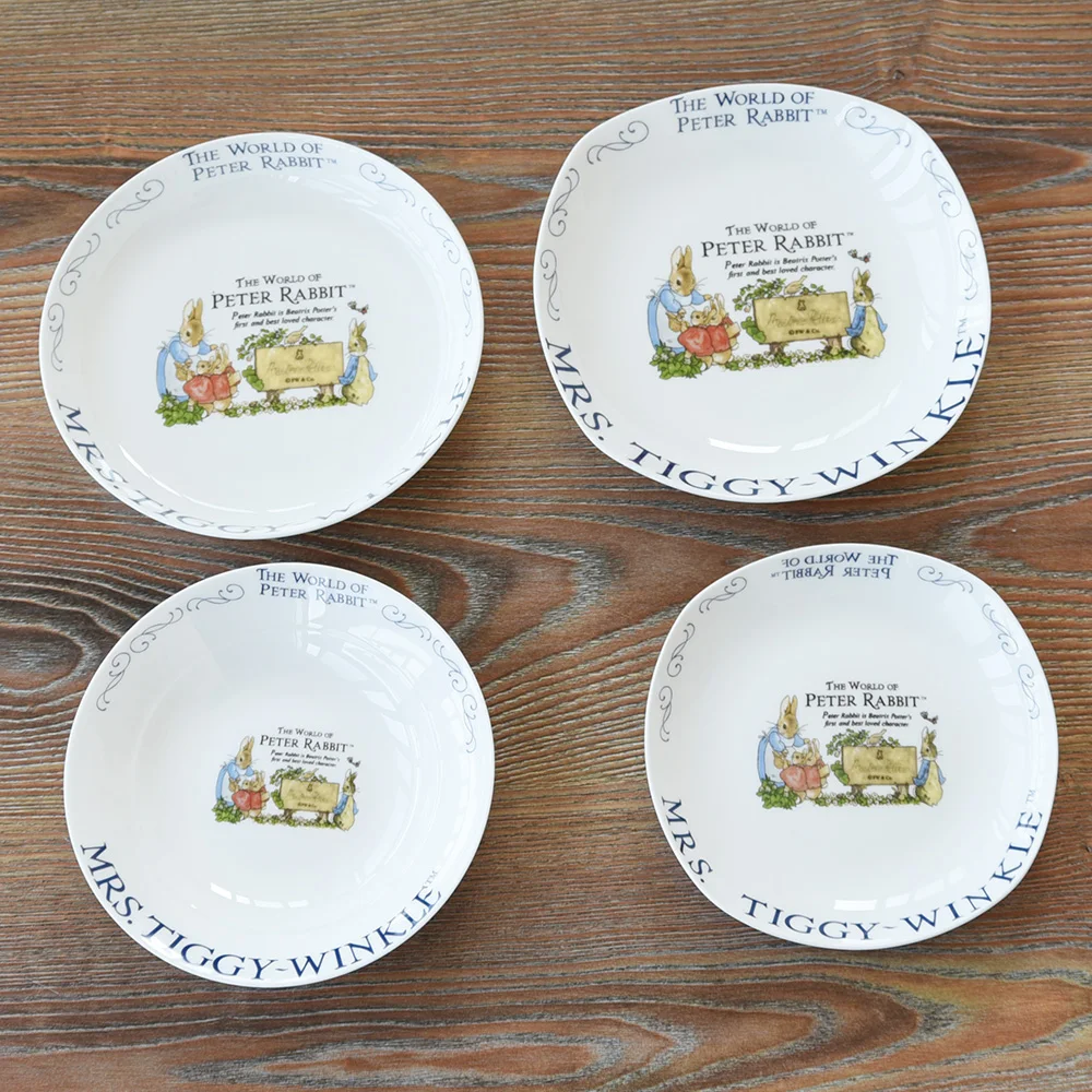 Rabbit ceramic tableware Dinner Plates and bowls Bone China dishes and plates square salad bowl fruit cake dessert plates