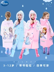 Disney children raincoat boy girl kindergarten kids student raincoat Elsa school bag bit child baby school poncho children gift