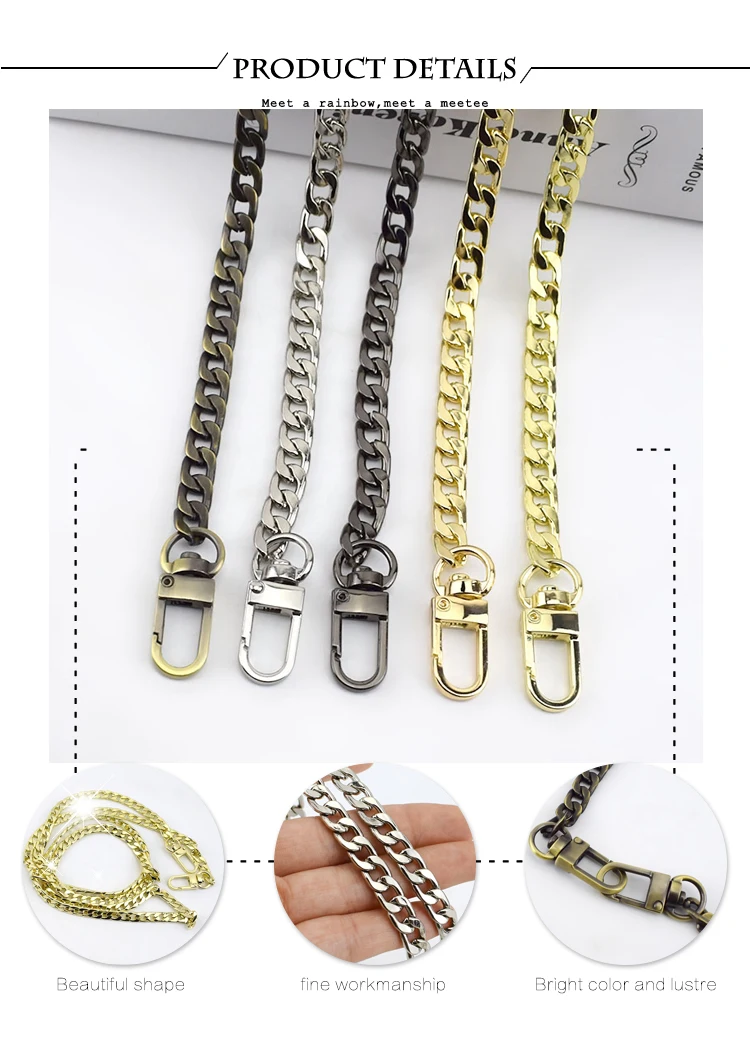 10mm Metal Chains Replacement Purse Chain Handle Shoulder Crossbody Handbag Bag Belts Straps DIY Bags Hardware Accessories