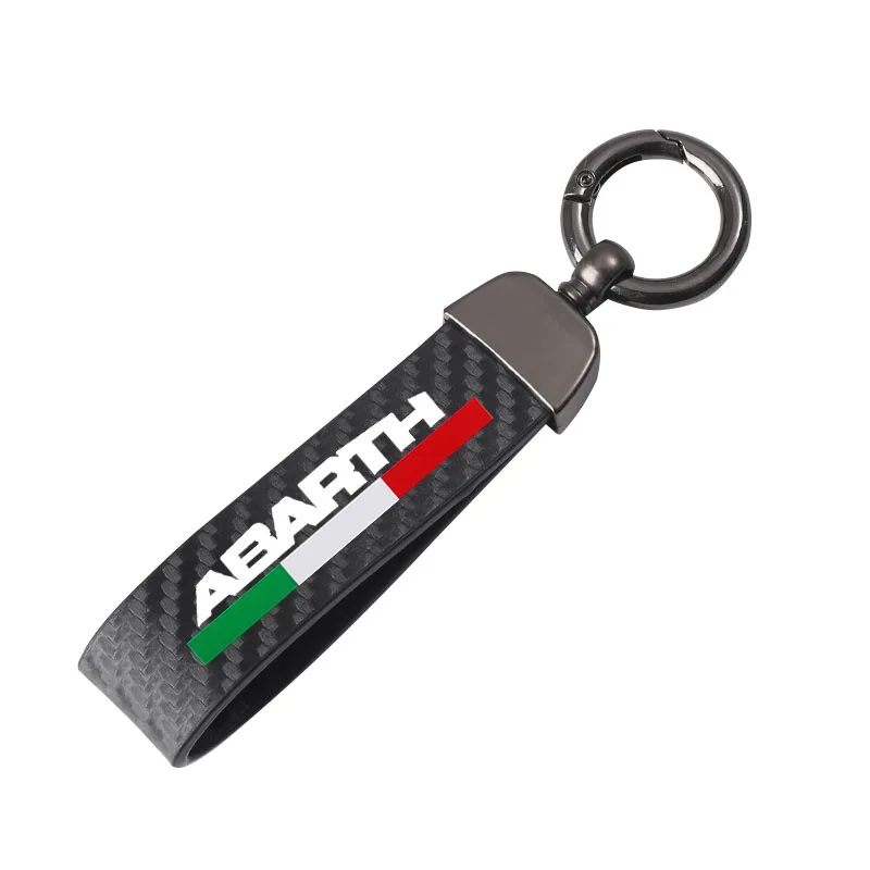 Leather car keychain Horseshoe Buckle Jewelry for Fiat Abarth 595 Abarth 500 abarth 124 spider car