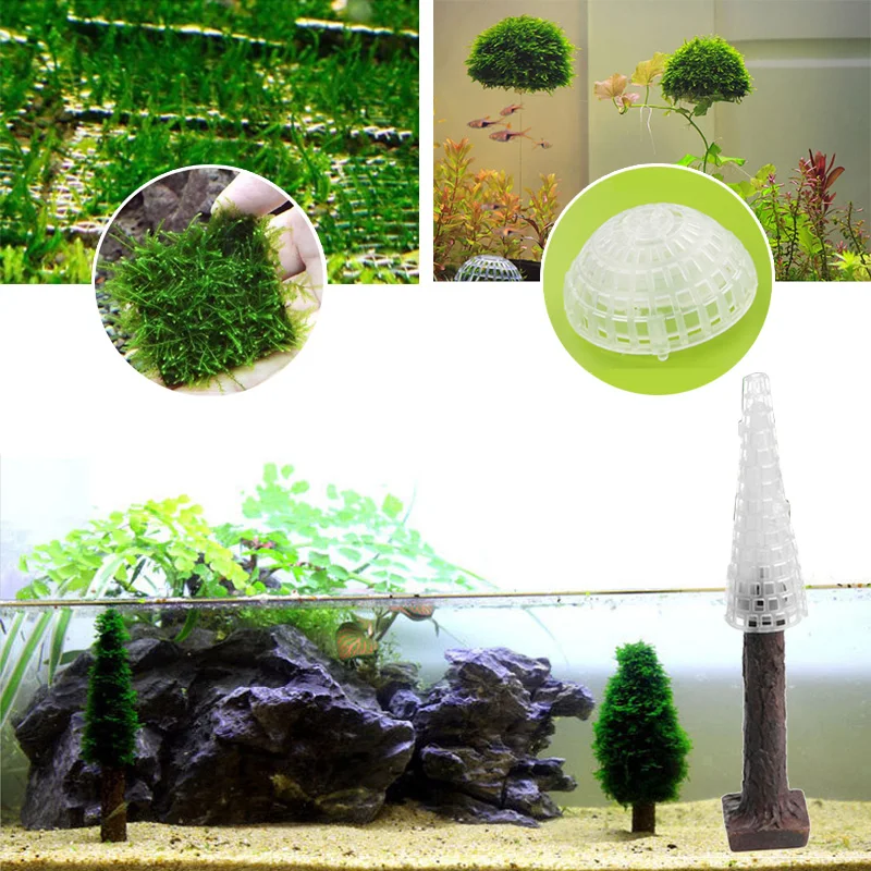 aquatic garden Aquarium Waterscape Moss Bed / Ball / Christmas tree, Artificial aquascape water plants Grass Moss shape model