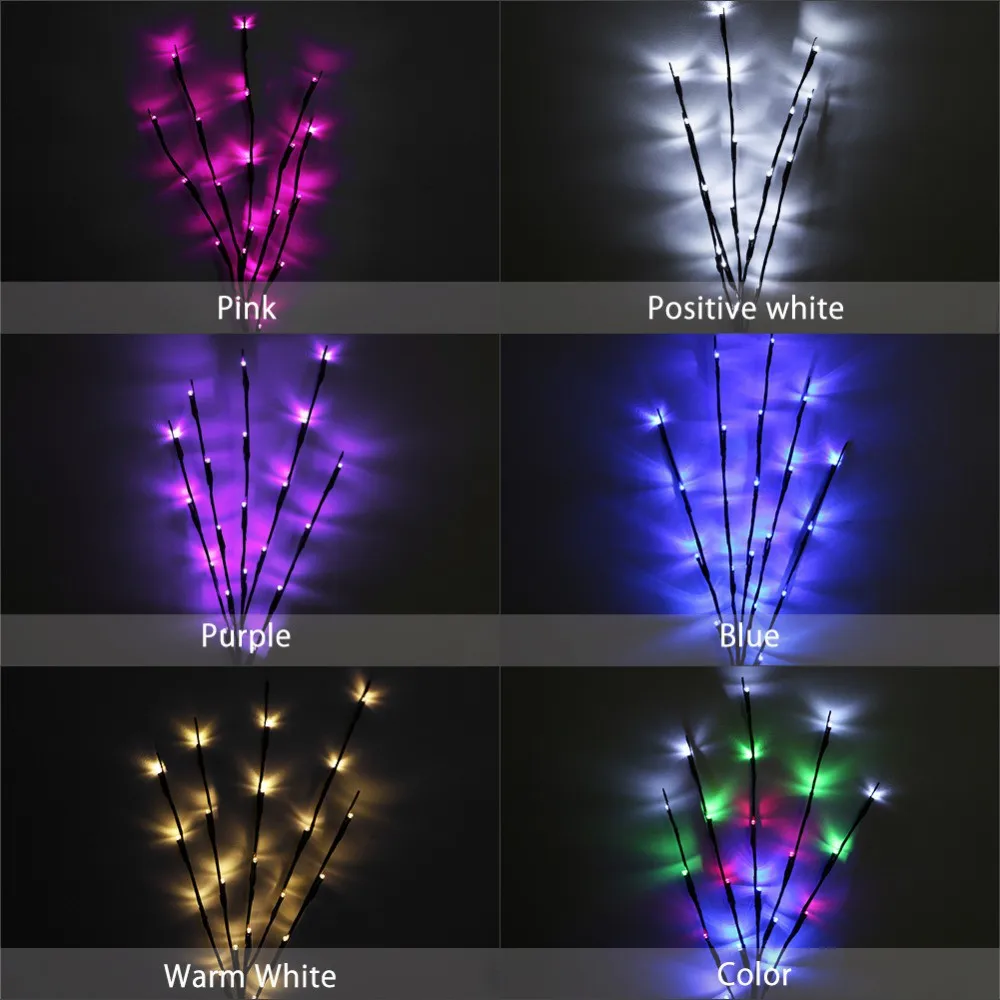 20 LED Willow Branch Lamp Battery Powered Christmas Lights for Birthday Wedding Party Home Decoration