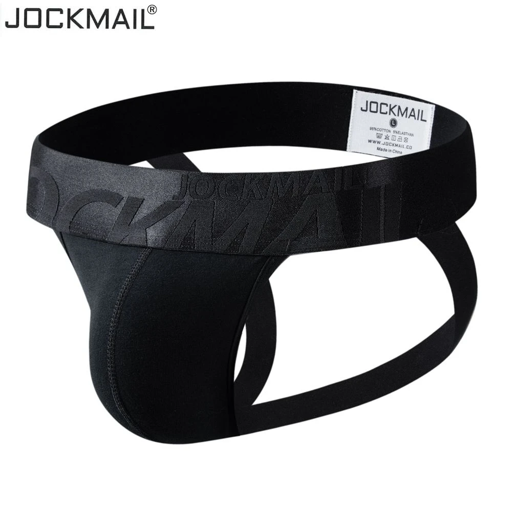 Jockmail Jockstrap Sexy Gay Underwear Men String Homme G String Men Thong Penis Pouch Briefs Slip Cotton Breathable White Black