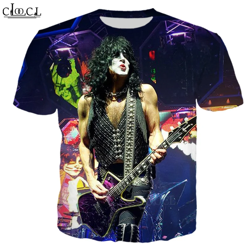 

HX Newest Popular Rock Singer KISS Band T Shirt 3D Print Fashion Harajuku Streetwear Pullover Tops Clothes Drop Shipping