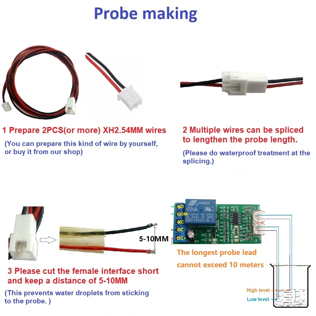 Dual Probe Full Automatic Water Level Controller Pump Switch Module DC 12V Relay