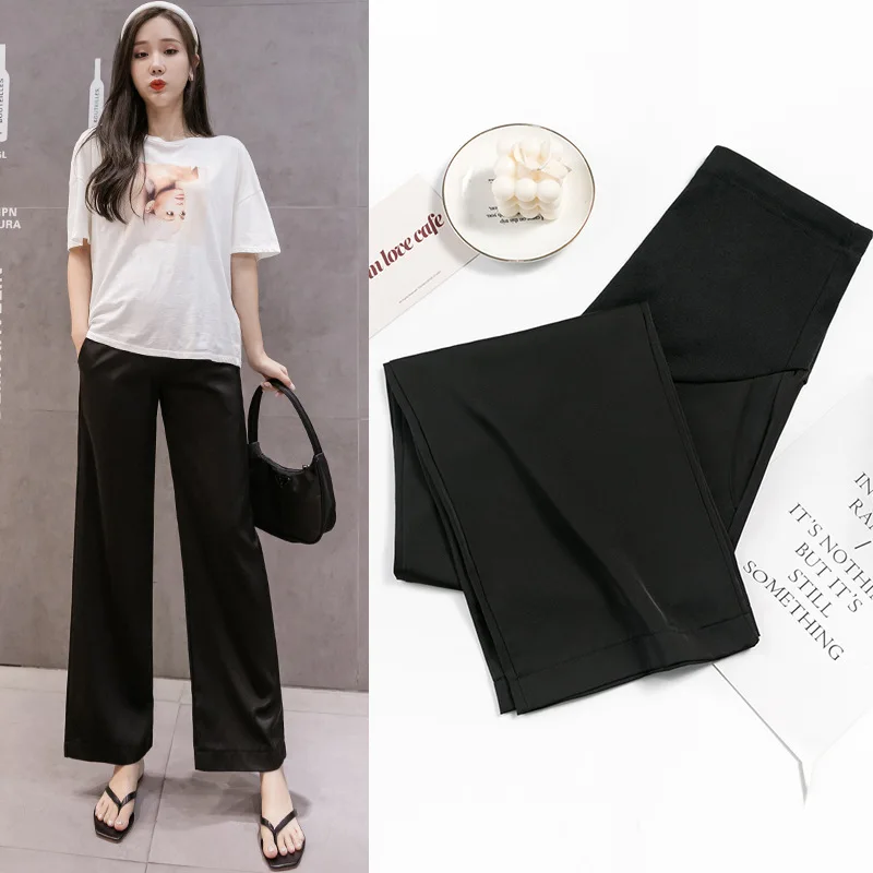 Pregnant women wide leg pants summer thin section cold pregnant women stomach lift pants casual loose ultra thin pregnant women