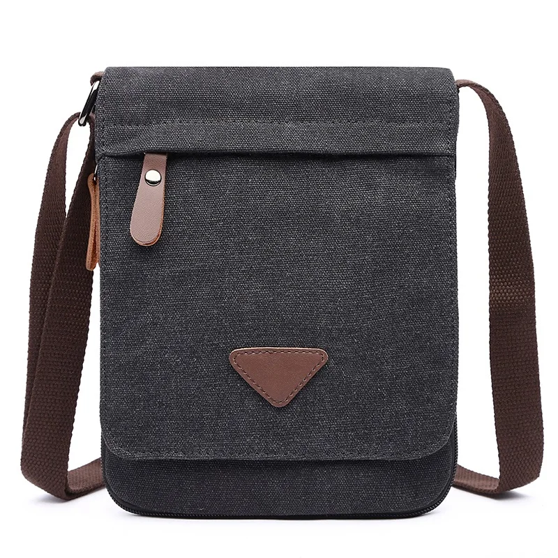 New Crossbody Bags for Men Canvas Shoulder Bag Vertical Retro Messenger Pouch Sac A Main College Small Torebka Mini Torebki