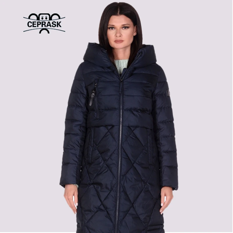 CEPRASK 2023 New Winter Jacket Women Quilted 6XL Long fashion Women\'s Winter Coat Hooded High Quality Warm Down Jacket Parka