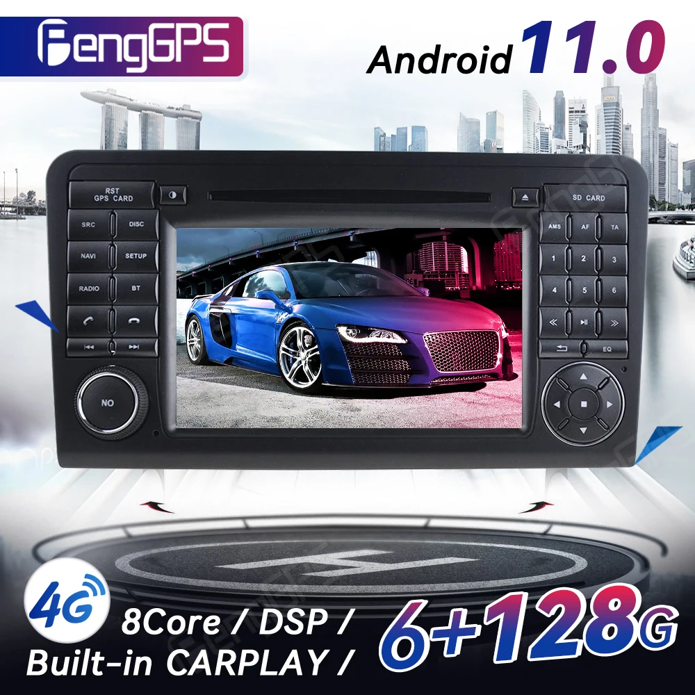 7 Inch CD DVD Player 2 Din Stereo Android 11.0 Car Radio for Mercedes Benz ML W164 GL X164 2005-2012 GPS Navigation Autoradio