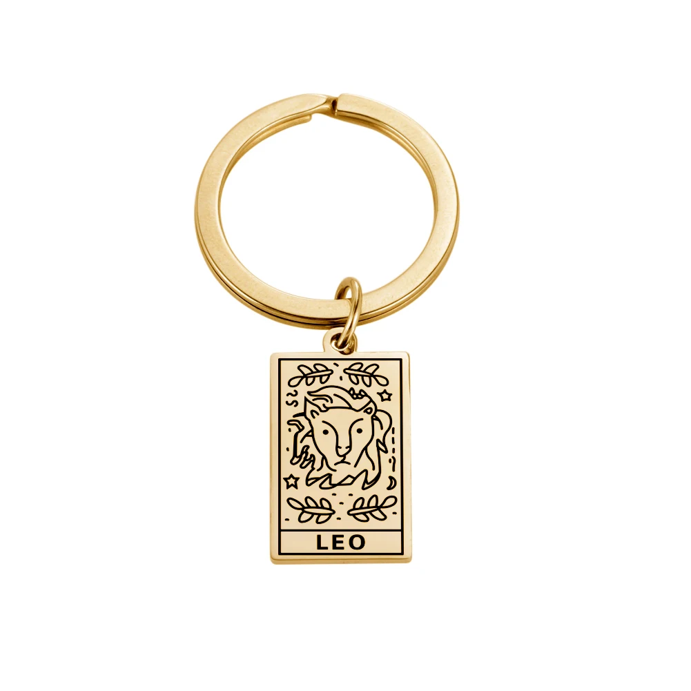 Zodiac Keychain 12 Constellation Stainless Steel Keyring Gift