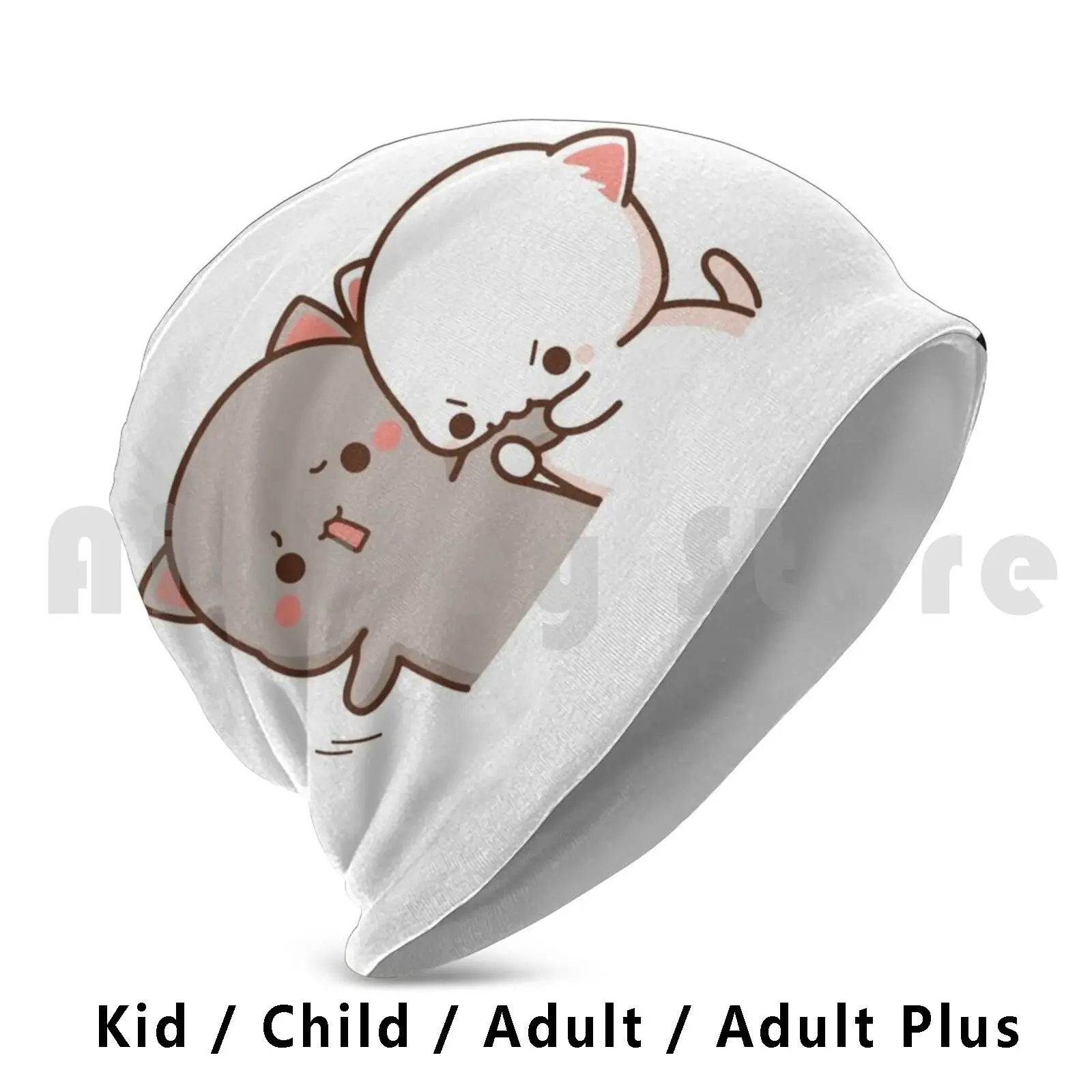 Peach And Goma Mochi Cat Bite Beanie Hedging Cap DIY Print Cushion Peach Cat Goma Mochi Cat Kitty Cute Romantic Kawaii