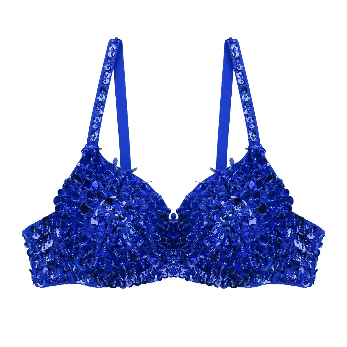 Kobiety moda Sparkle cekiny biustonosz do tańca na rurze frezowanie usztywniany Top biustonosz na impreza Rave tańce sukienka do klubu Belly stroje taneczne